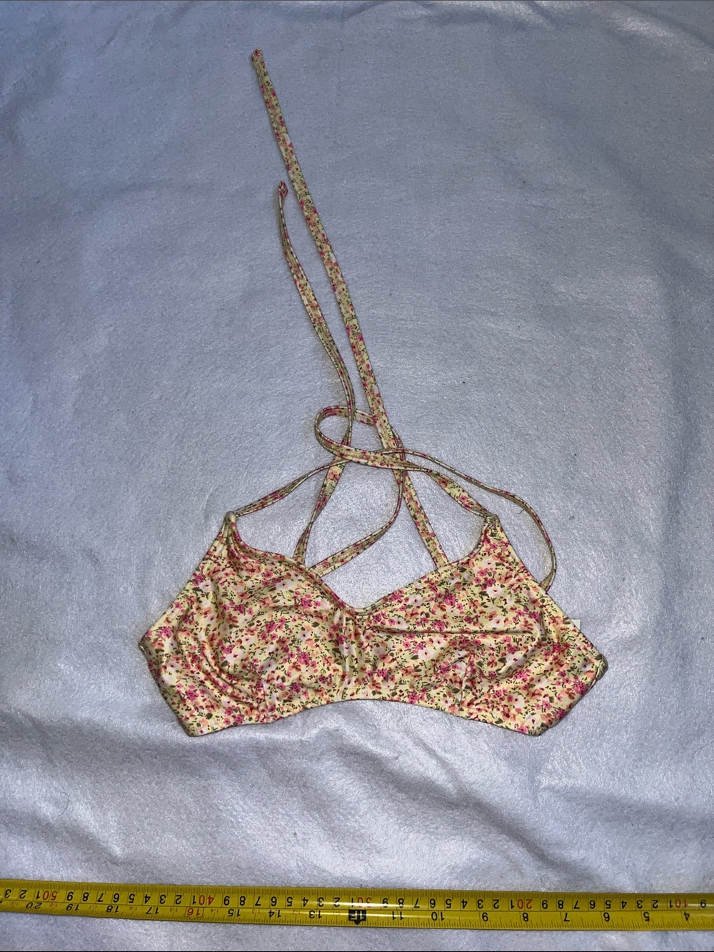 Target Floral Yellow and Pink Bikini Top